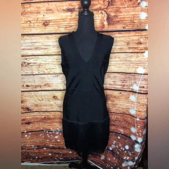 VENUS Black Bandage Fringe dress size 10 - Picture 3 of 14